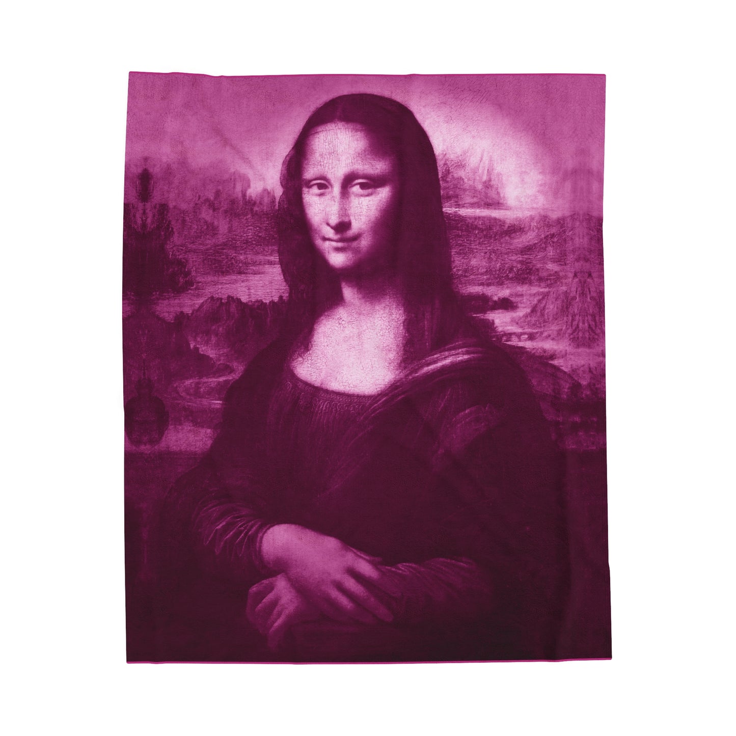 Mona Lisa (Pink) Velveteen Plush Blanket: Stunning Art Design