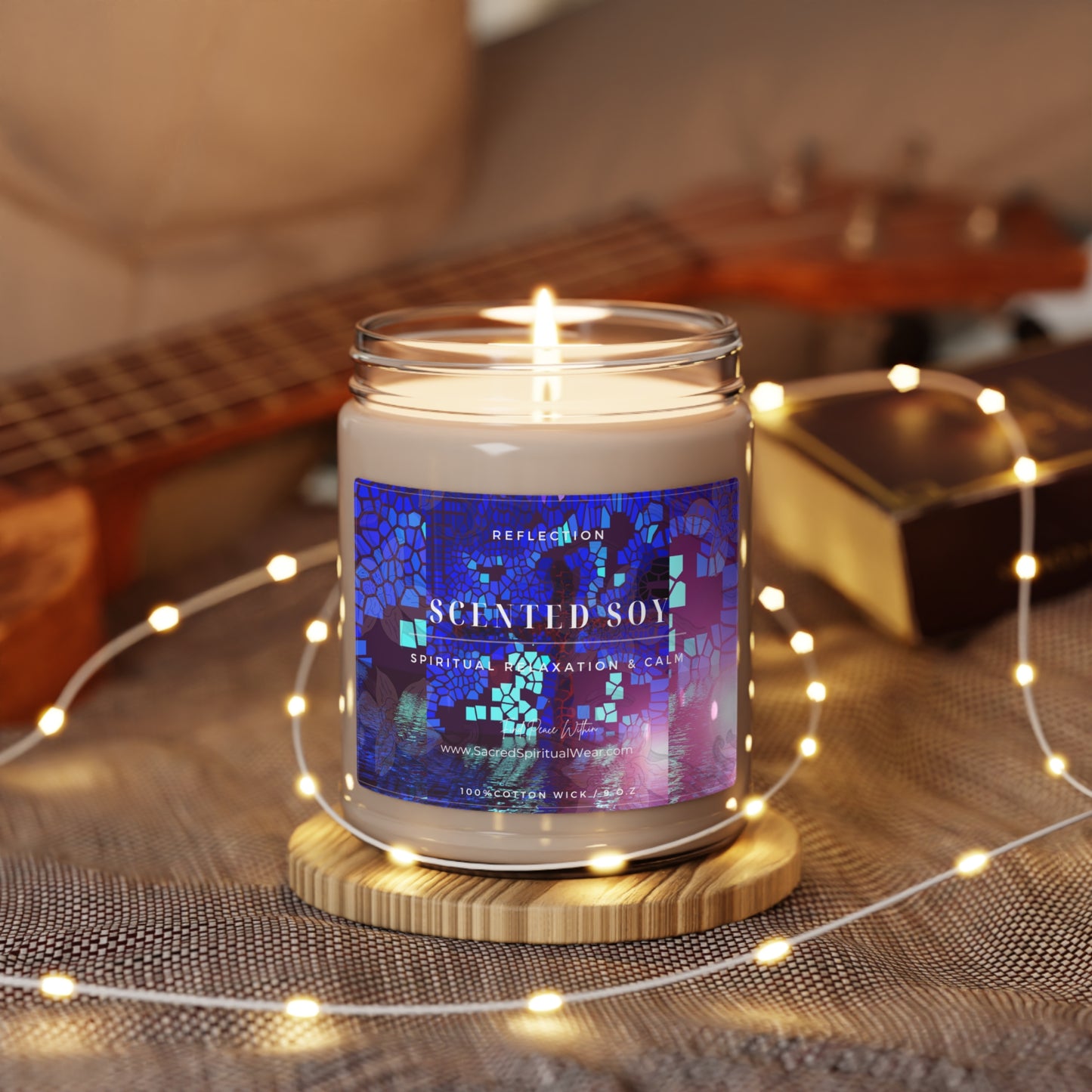 "Relections - Inspirational Soy Scented Candles with Cross Art"