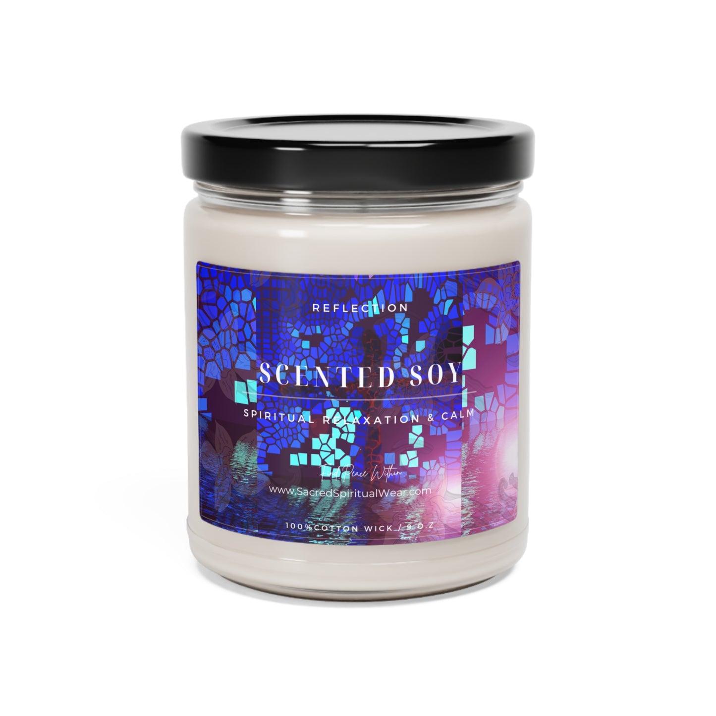 "Relections - Inspirational Soy Scented Candles with Cross Art"