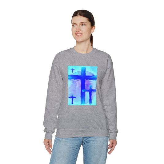 "Dream Visions - Enlightened Spirit Crewneck Sweatshirt – Spiritual Cross Art Painting”