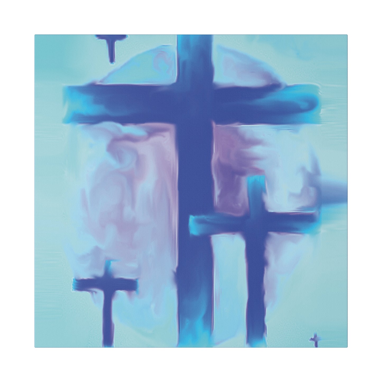 "Powerful Cross Painting - Inspirational Art by Rossouw on Matte Canvas"