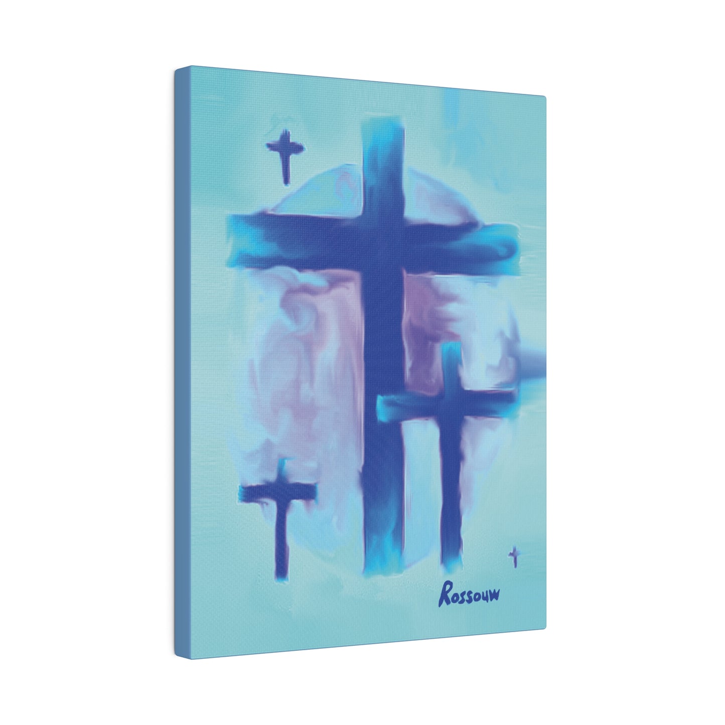 "Powerful Cross Painting - Inspirational Art by Rossouw on Matte Canvas"