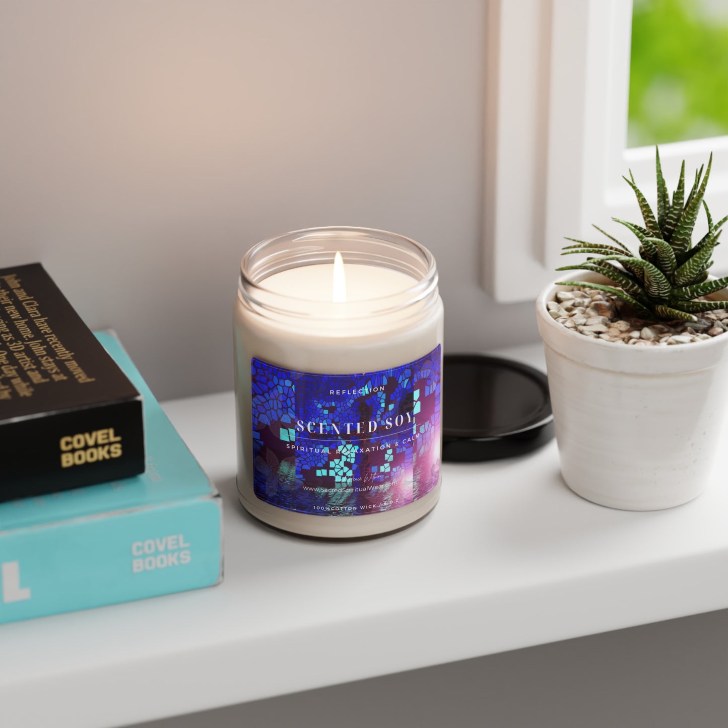 "Relections - Inspirational Soy Scented Candles with Cross Art"