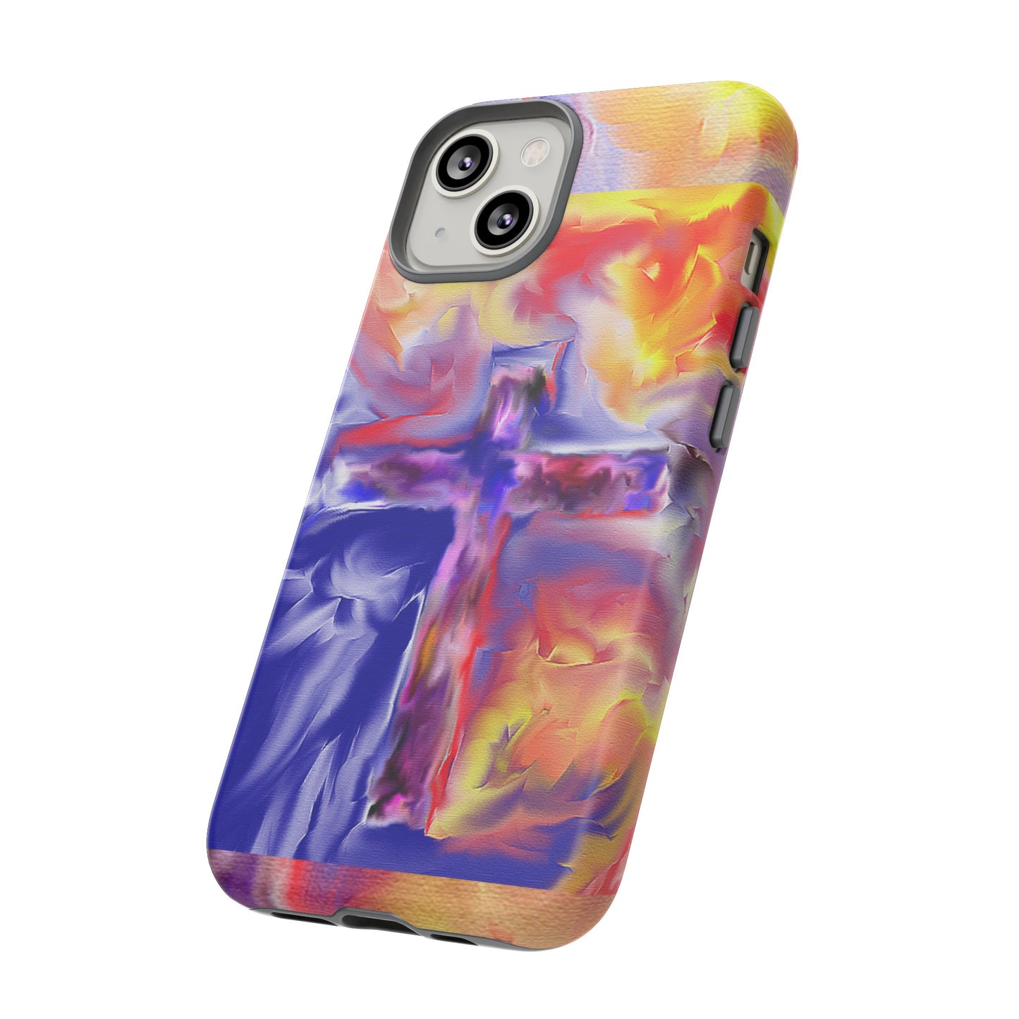 "Golden Rainbow - Divine Cross Protective Phone Case"