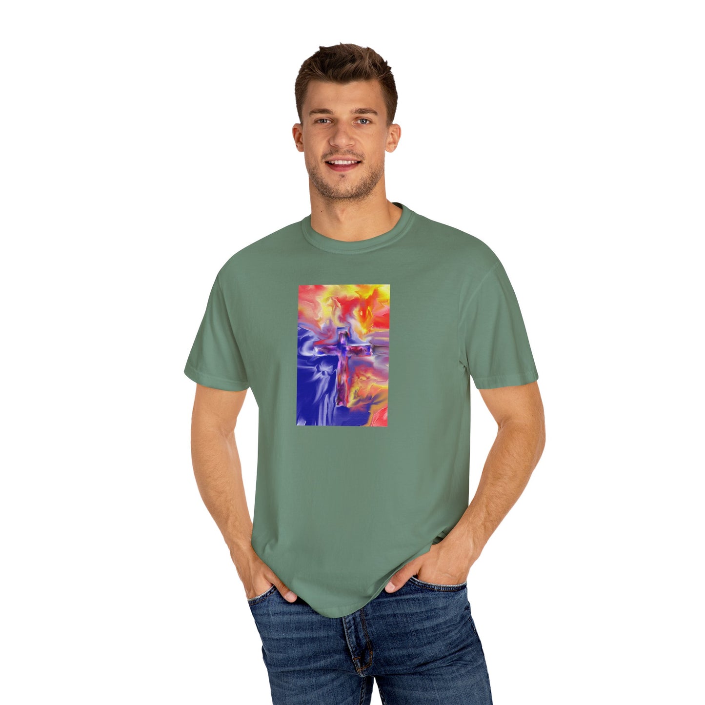 “Golden Rainbow - Spiritual Art Unisex Dyed T-Shirt – Comfort Colors 1717"