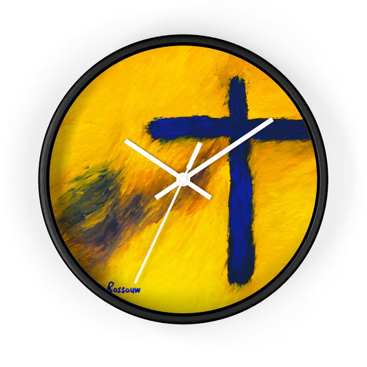 “Blue Falcon - Inspirational Cross Art Wall Clock by Rossouw"