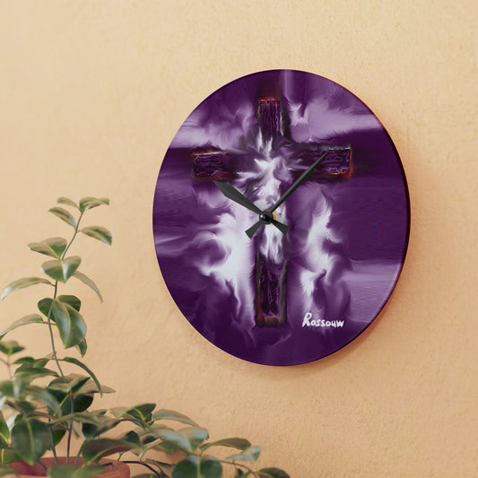 “Tears Of An Angel - Inspirational Cross Art Wall Clock – Round and Square Shape"