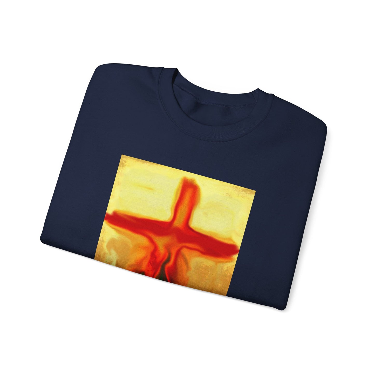 "Rose Petals - Enlightened Spirit Crewneck Sweatshirt – Spiritual Cross Art Painting”