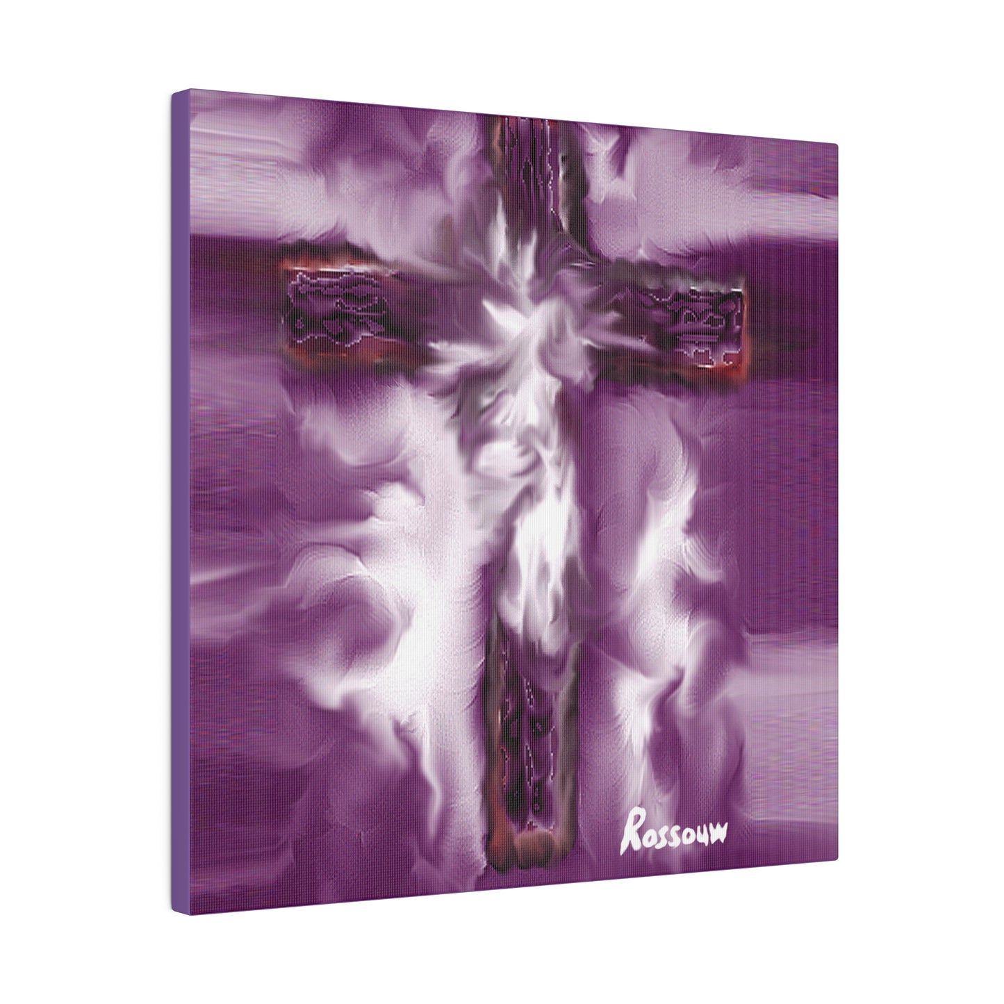 "Powerful Cross Painting - Inspirational Art by Rossouw on Matte Canvas"