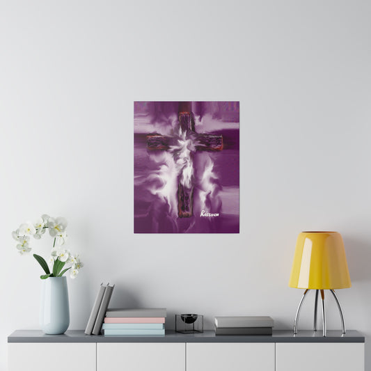 "Powerful Cross Painting - Inspirational Art by Rossouw on Matte Canvas"