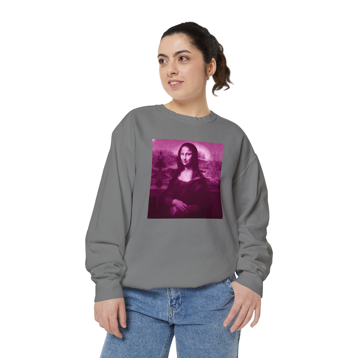 Mona Lisa (Pink): Luxurious Unisex Garment-Dyed Sweatshirt