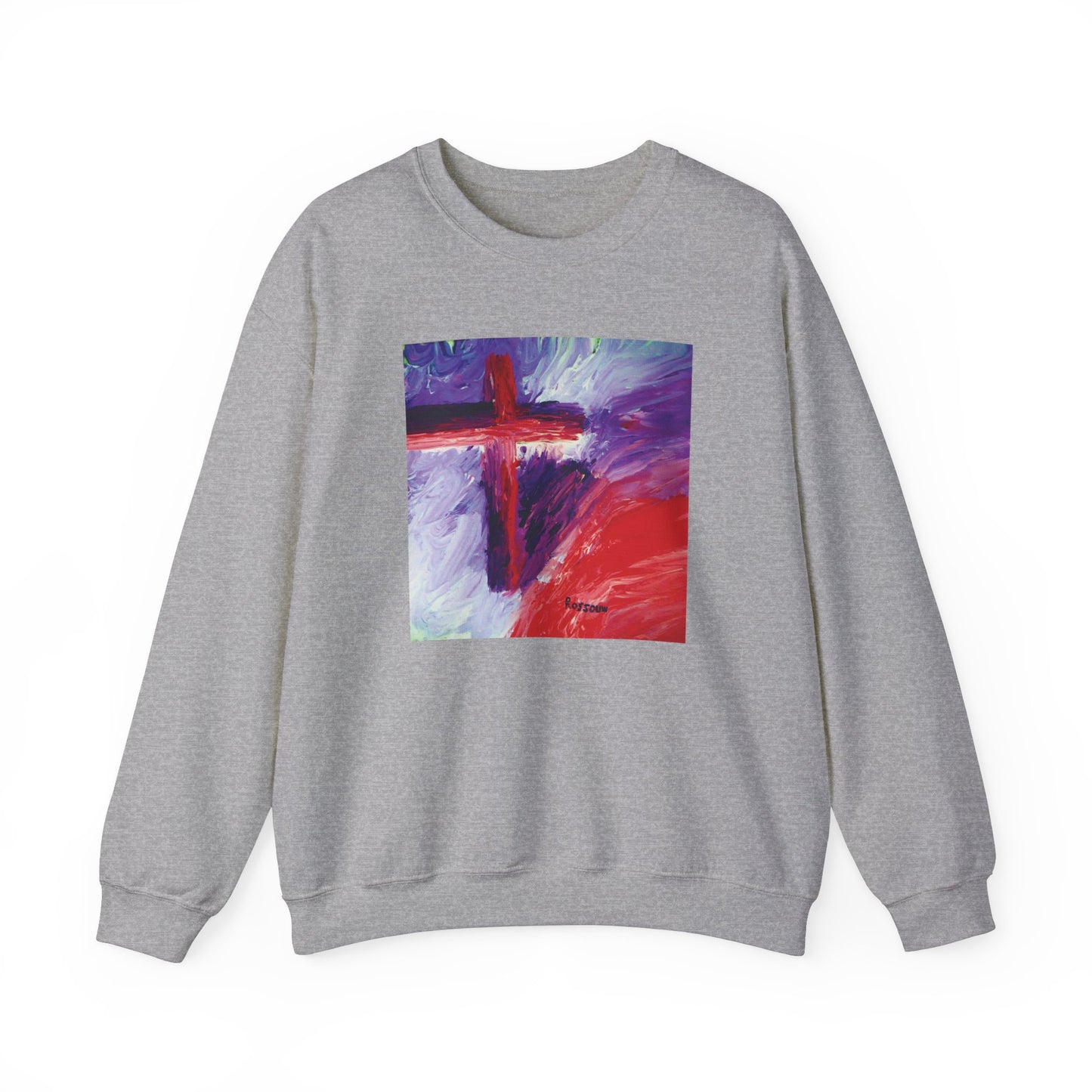 "Candy Skies - Enlightened Spirit Crewneck Sweatshirt – Spiritual Cross Art Painting”