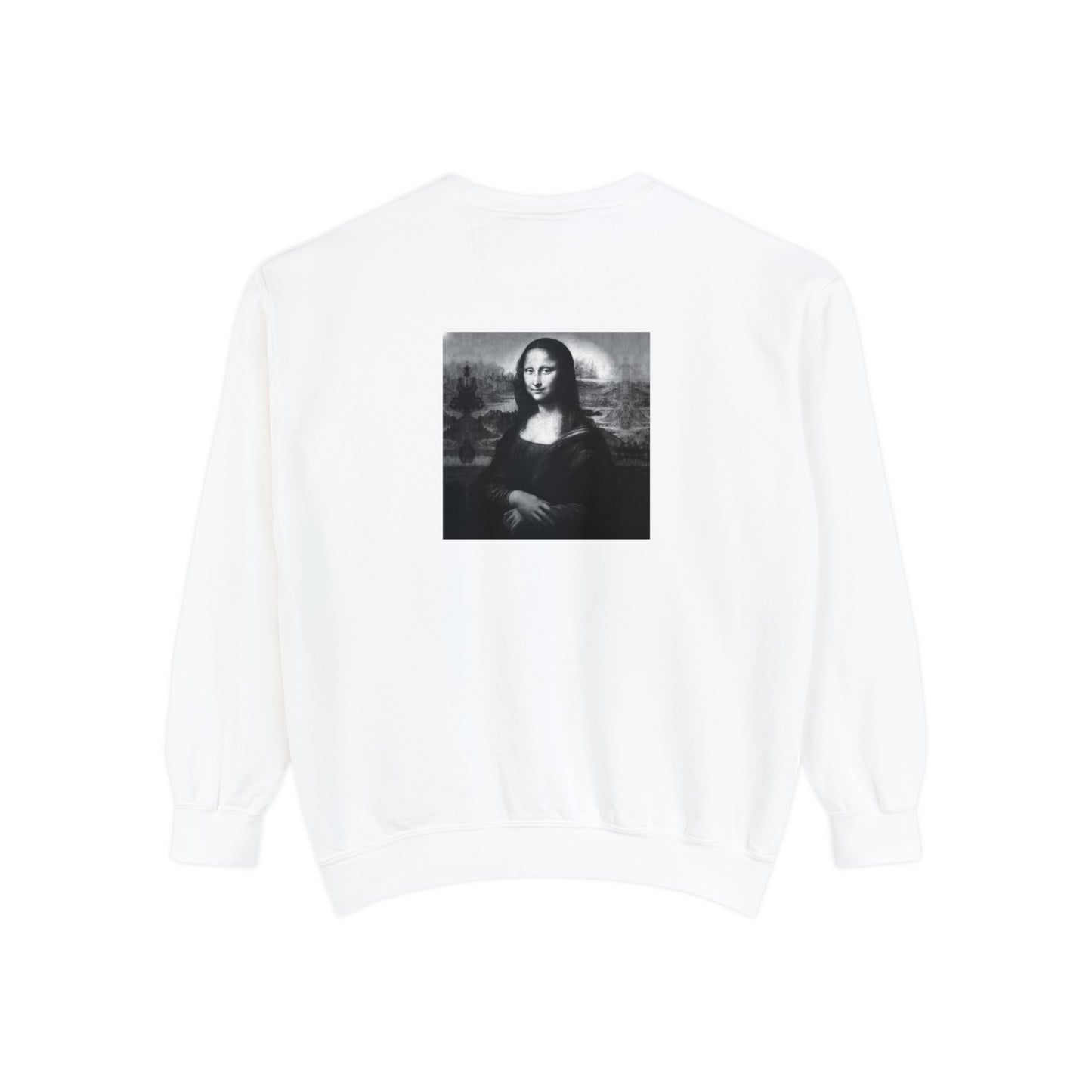 Mona Lisa (B&W): Luxurious Unisex Garment-Dyed Sweatshirt