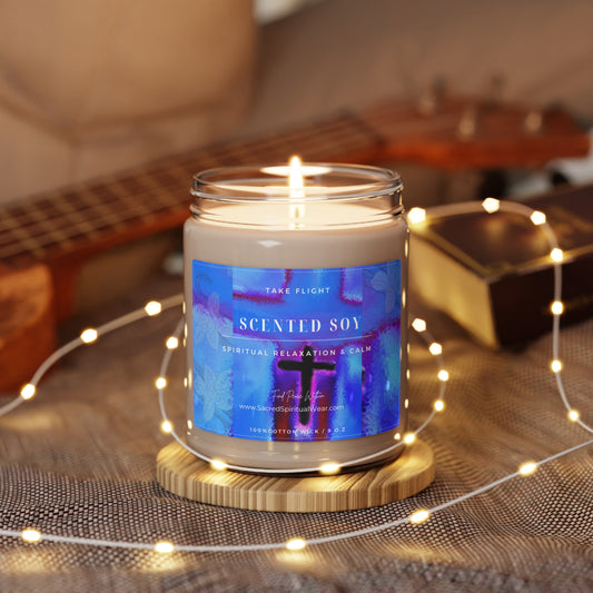 "Take Flight - Soy Scented Candles with Cross Painting"