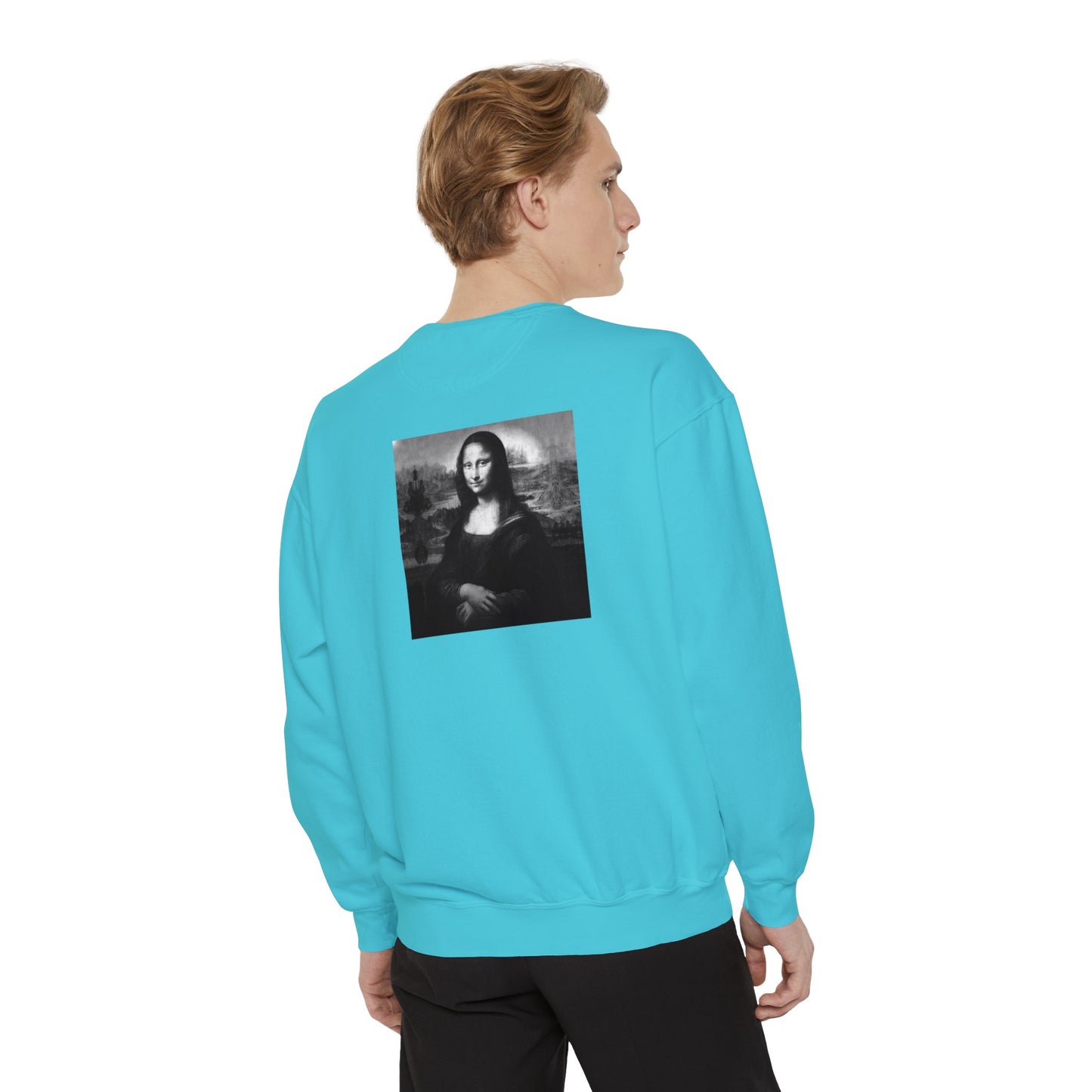 Mona Lisa (B&W): Luxurious Unisex Garment-Dyed Sweatshirt