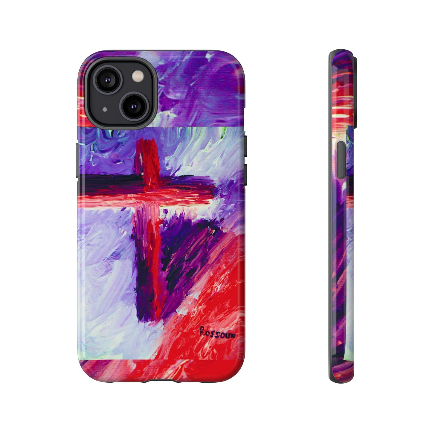 "Candy Skies - Divine Cross Protective Phone Case – Dual Layer Protection"