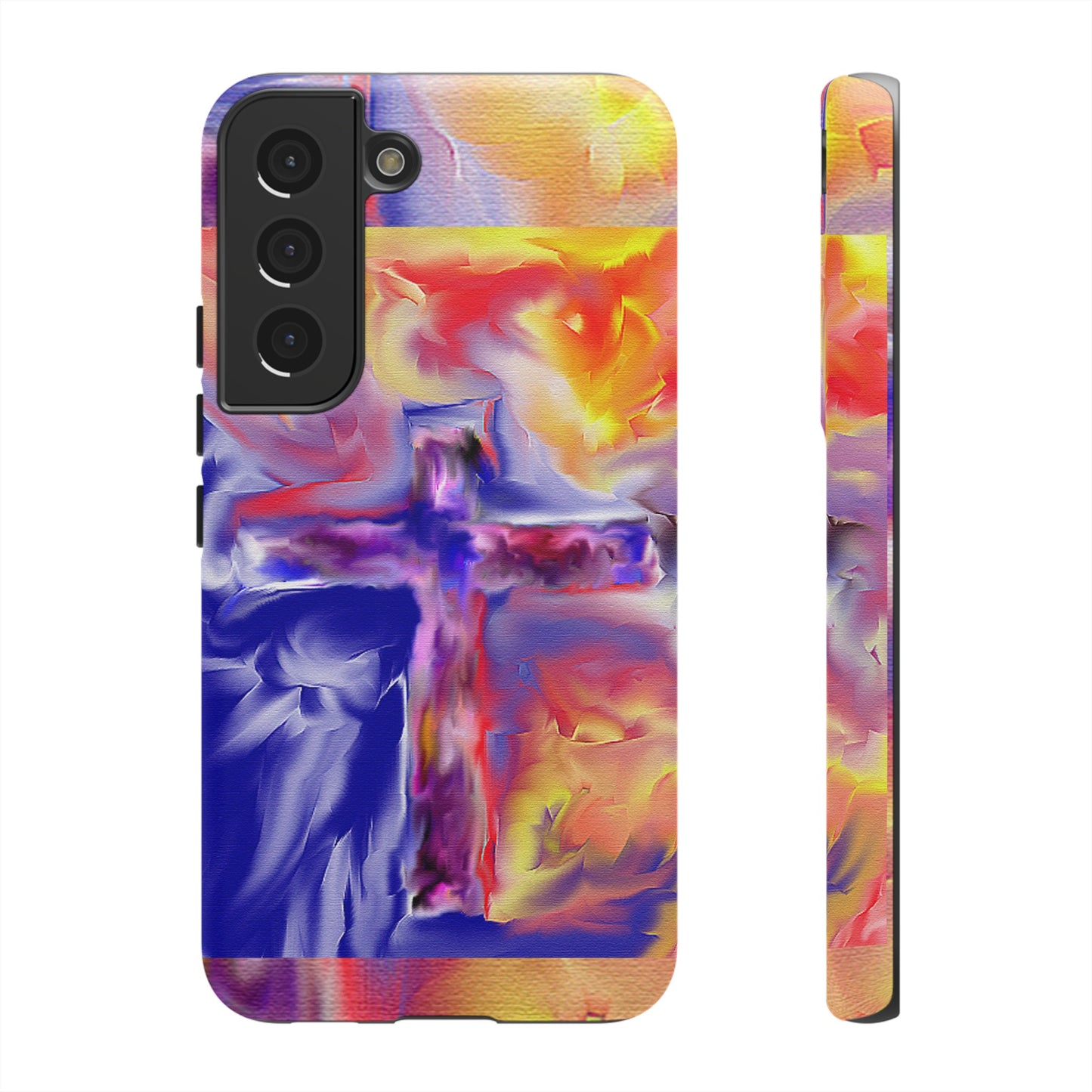 "Golden Rainbow - Divine Cross Protective Phone Case"