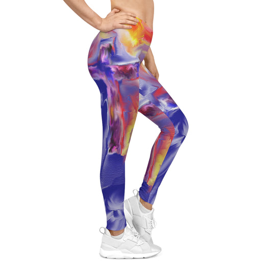 "Golden Rainbow - Women's Casual Leggings - Cross Art"