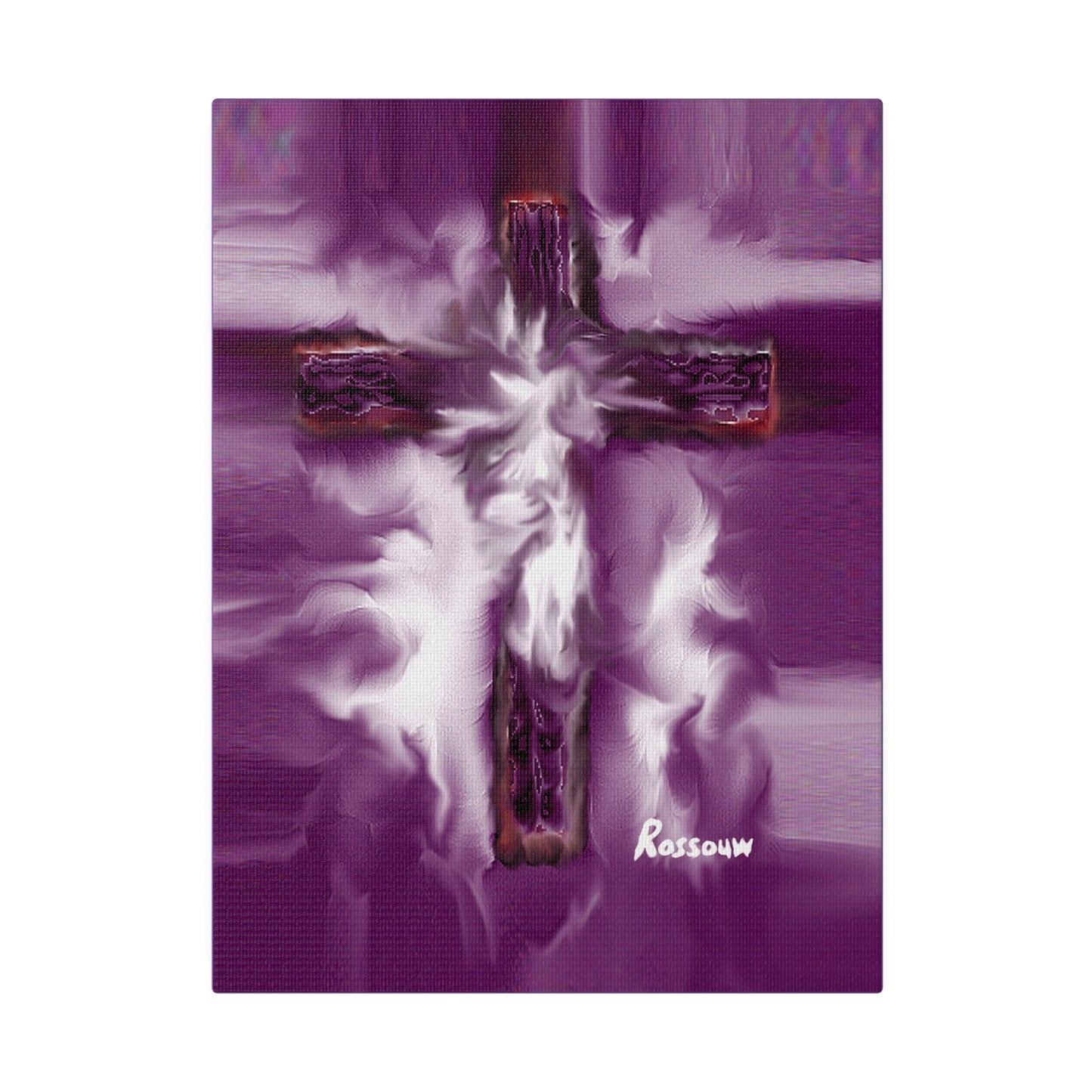 "Powerful Cross Painting - Inspirational Art by Rossouw on Matte Canvas"