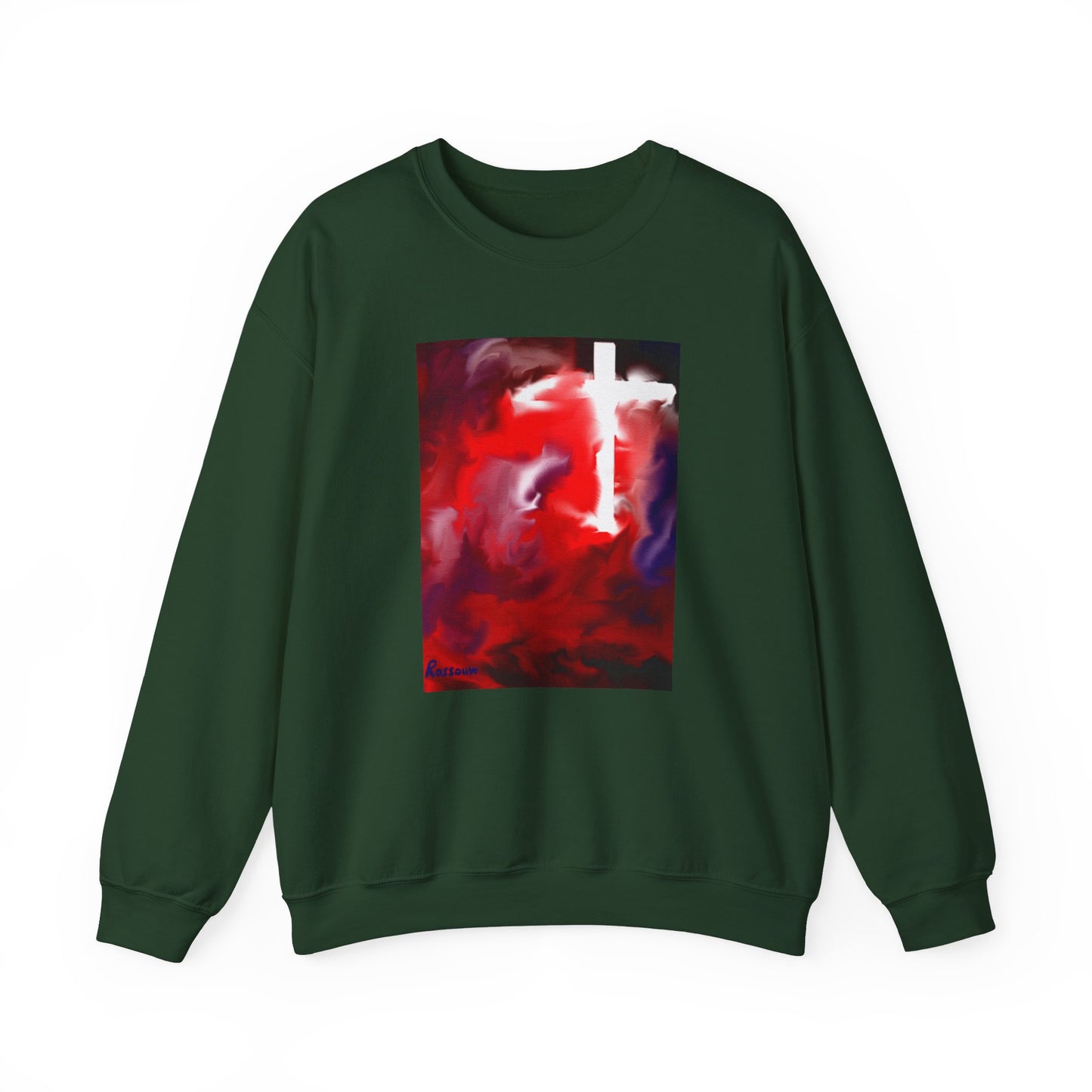 "Above The Light - Enlightened Spirit Crewneck Sweatshirt – Spiritual Cross Art Painting”