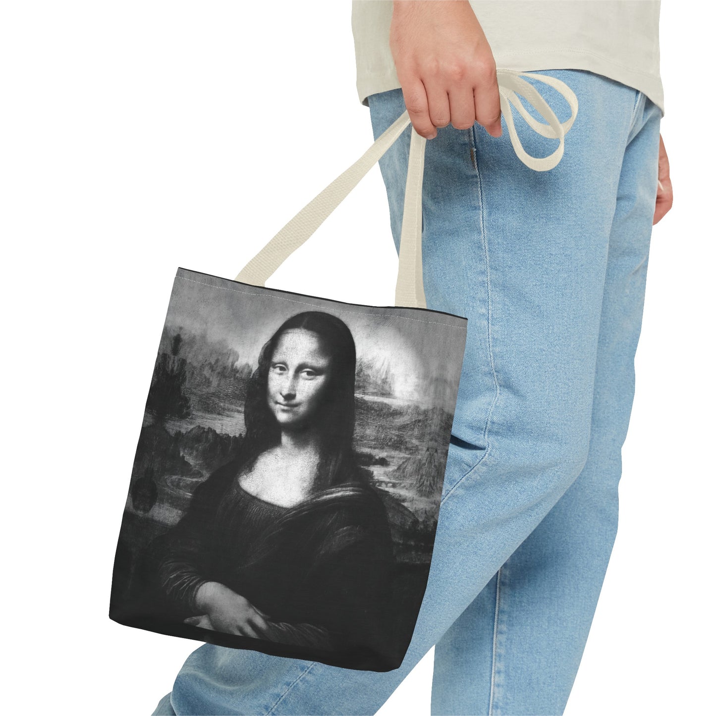 Mona Lisa (B&W) Tote Bags - Designer Fashion Accessory