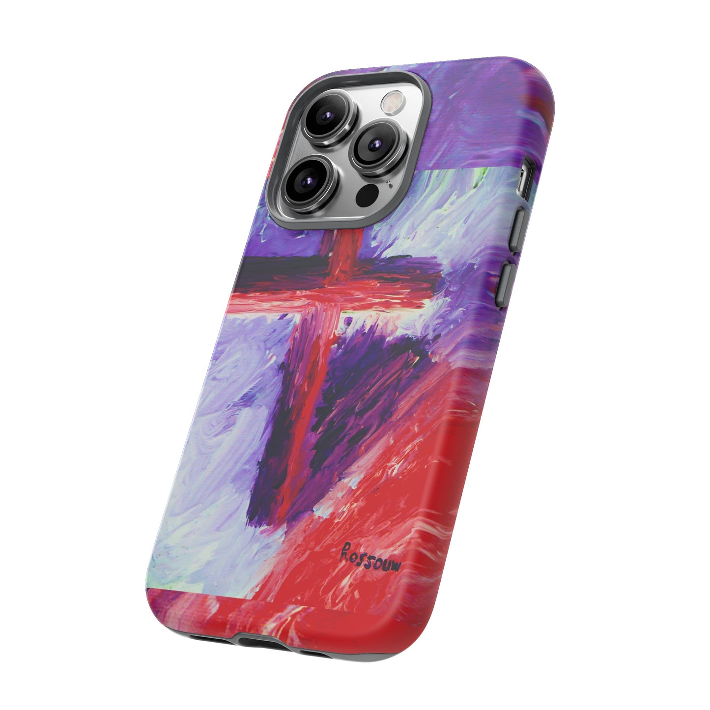 "Candy Skies - Divine Cross Protective Phone Case – Dual Layer Protection"