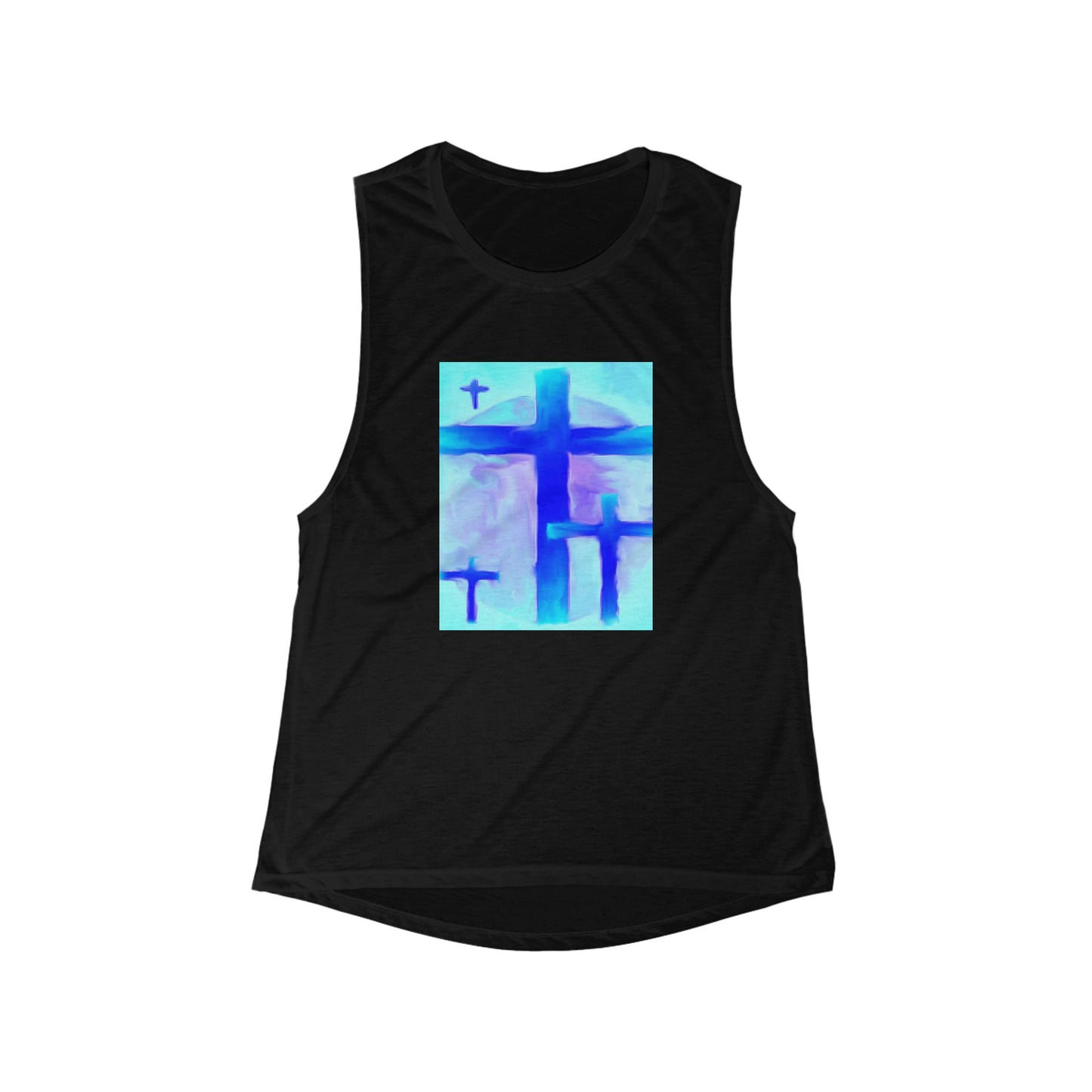 Women's Flowy Scoop Muscle Tank: "Dream Visions" Cross Painting by Rossouw