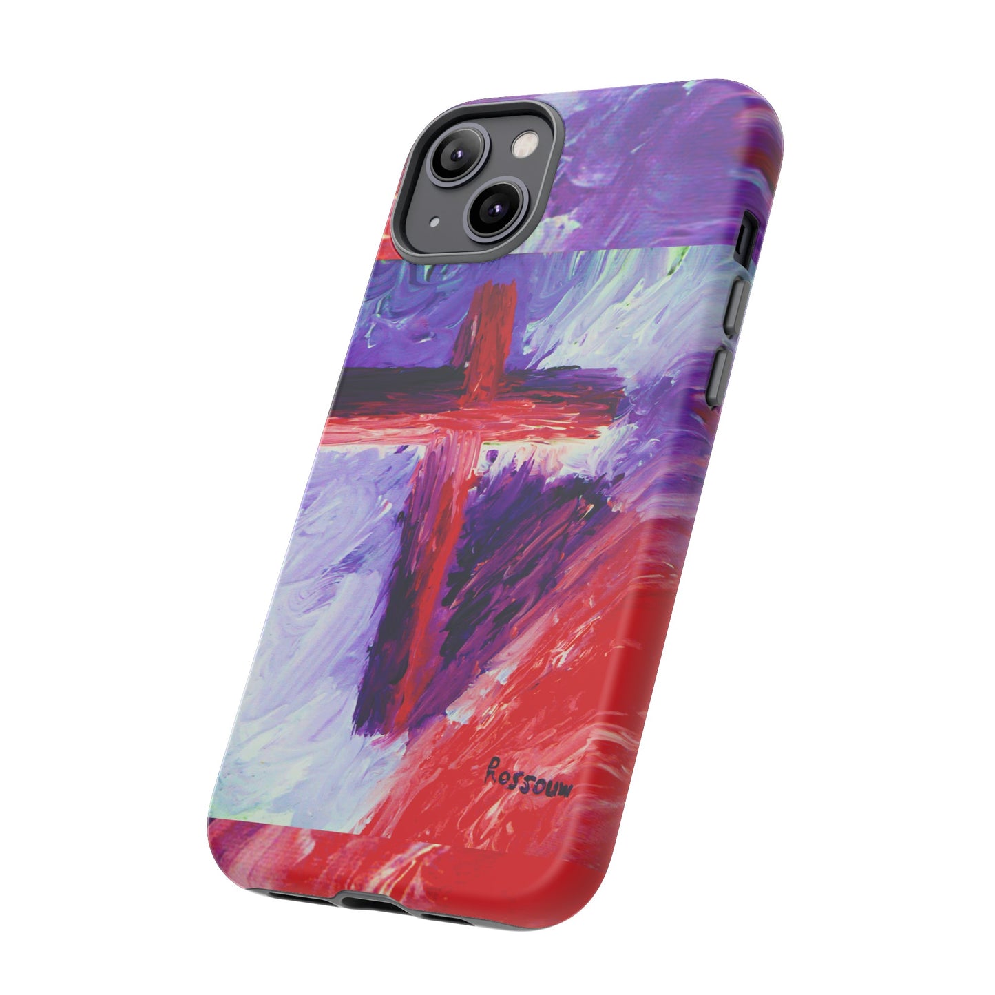 "Candy Skies - Divine Cross Protective Phone Case – Dual Layer Protection"