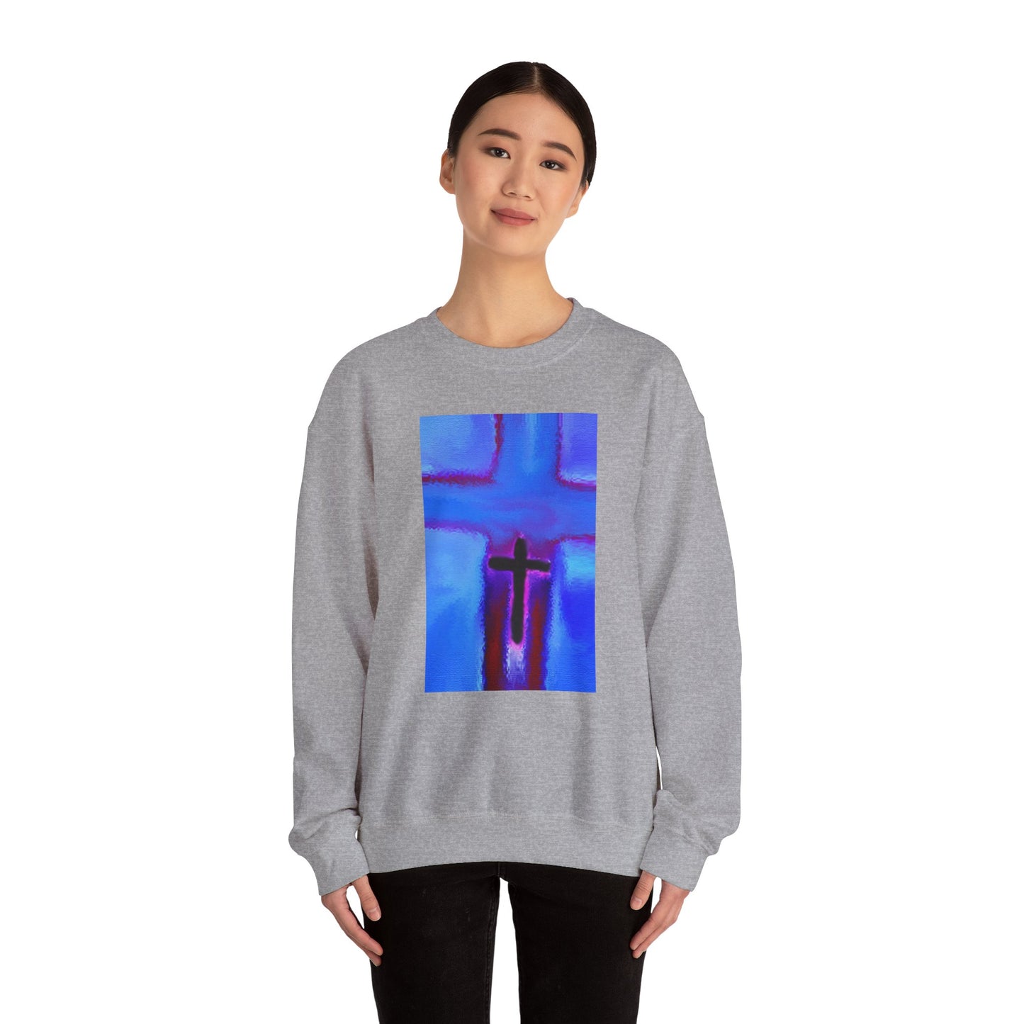 "Take Flight - Enlightened Spirit Crewneck Sweatshirt – Spiritual Cross Art Painting”