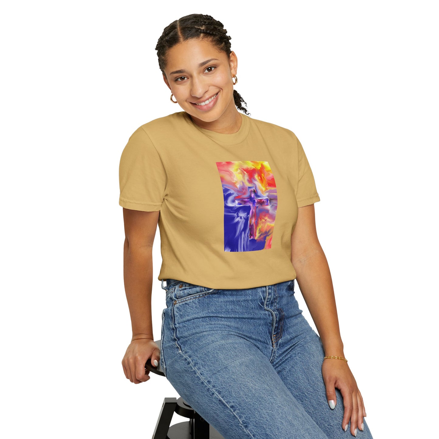 “Golden Rainbow - Spiritual Art Unisex Dyed T-Shirt – Comfort Colors 1717"