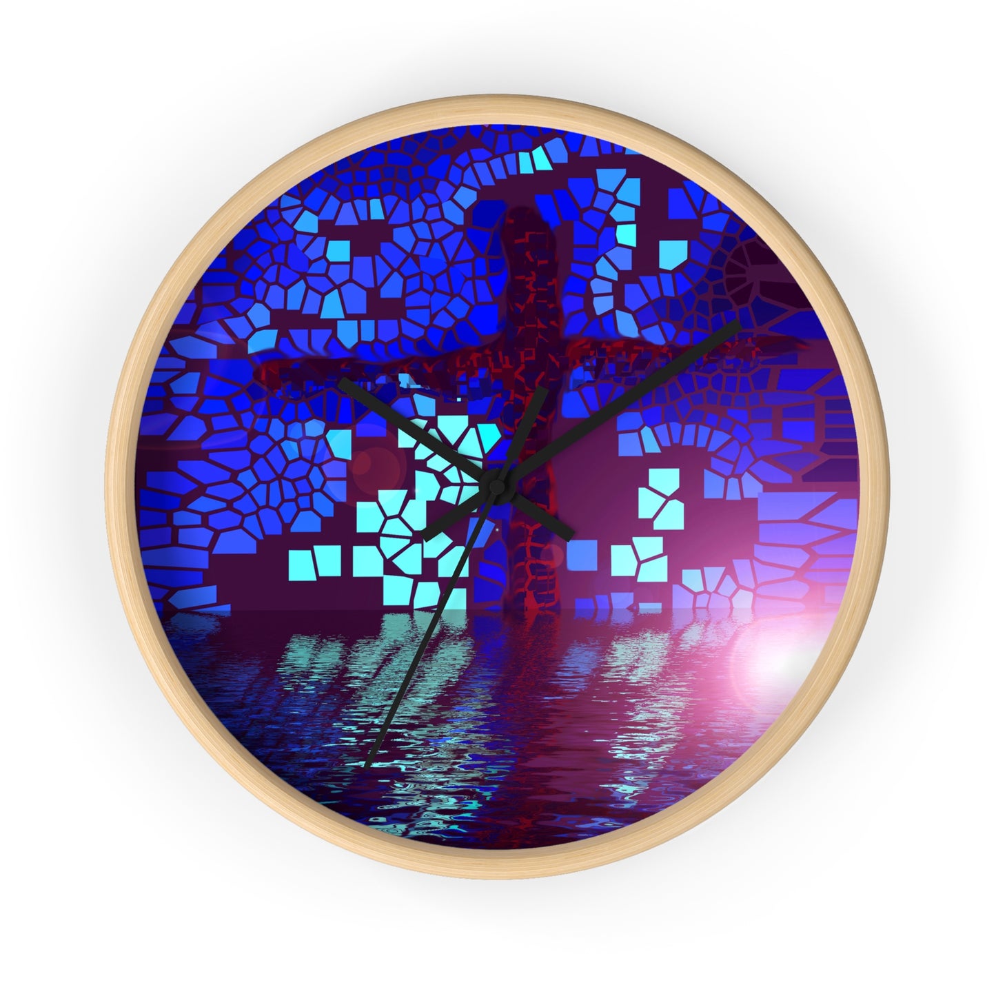 “Self Reflection - Inspirational Cross Art Wall Clock by Rossouw"