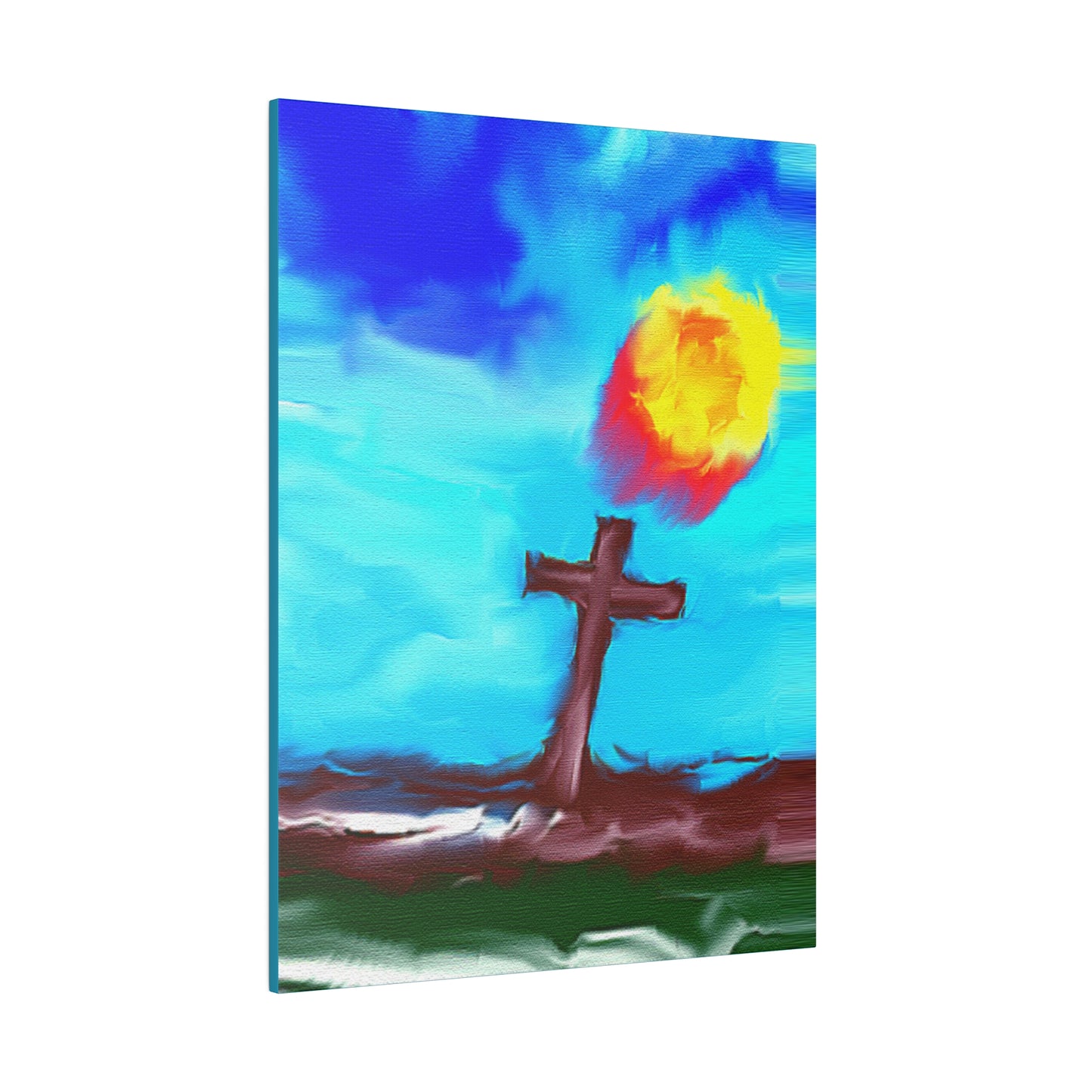 "Powerful Cross Painting - Inspirational Art by Rossouw on Matte Canvas"