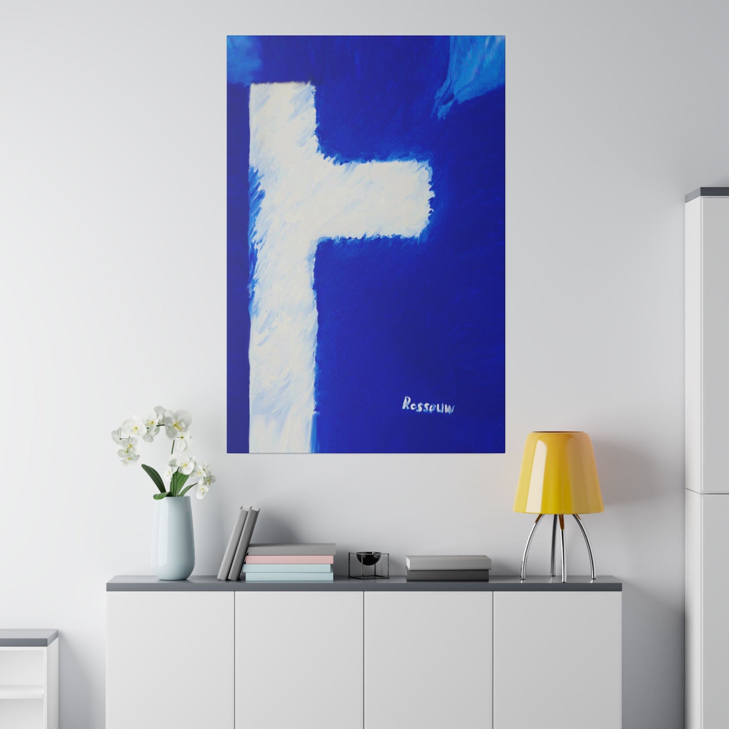 "Powerful Cross Painting - Inspirational Art by Rossouw on Matte Canvas"