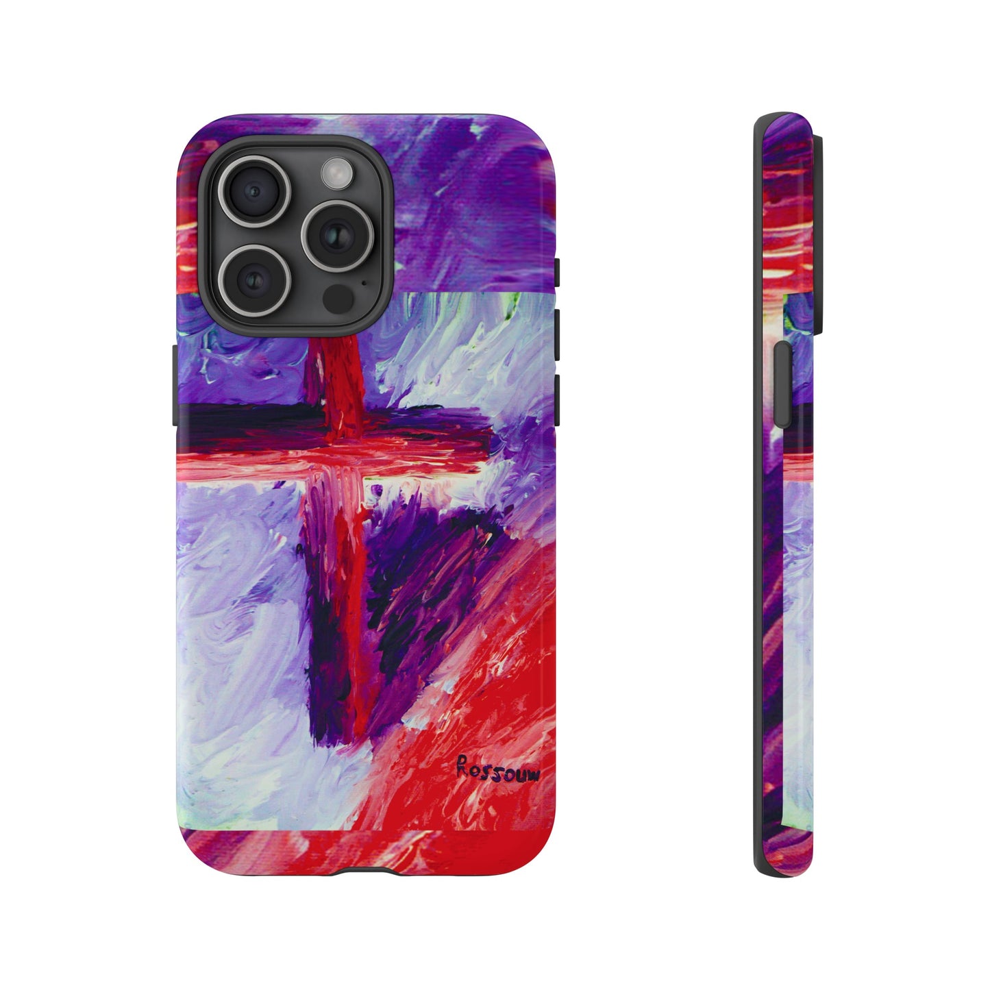 "Candy Skies - Divine Cross Protective Phone Case – Dual Layer Protection"