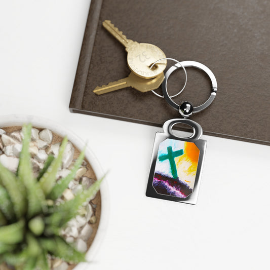 "Sunrise - Inspirational Keyring Faith Cross Art"