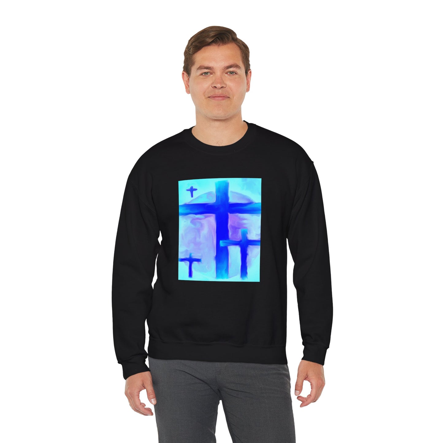 "Dream Visions - Enlightened Spirit Crewneck Sweatshirt – Spiritual Cross Art Painting”