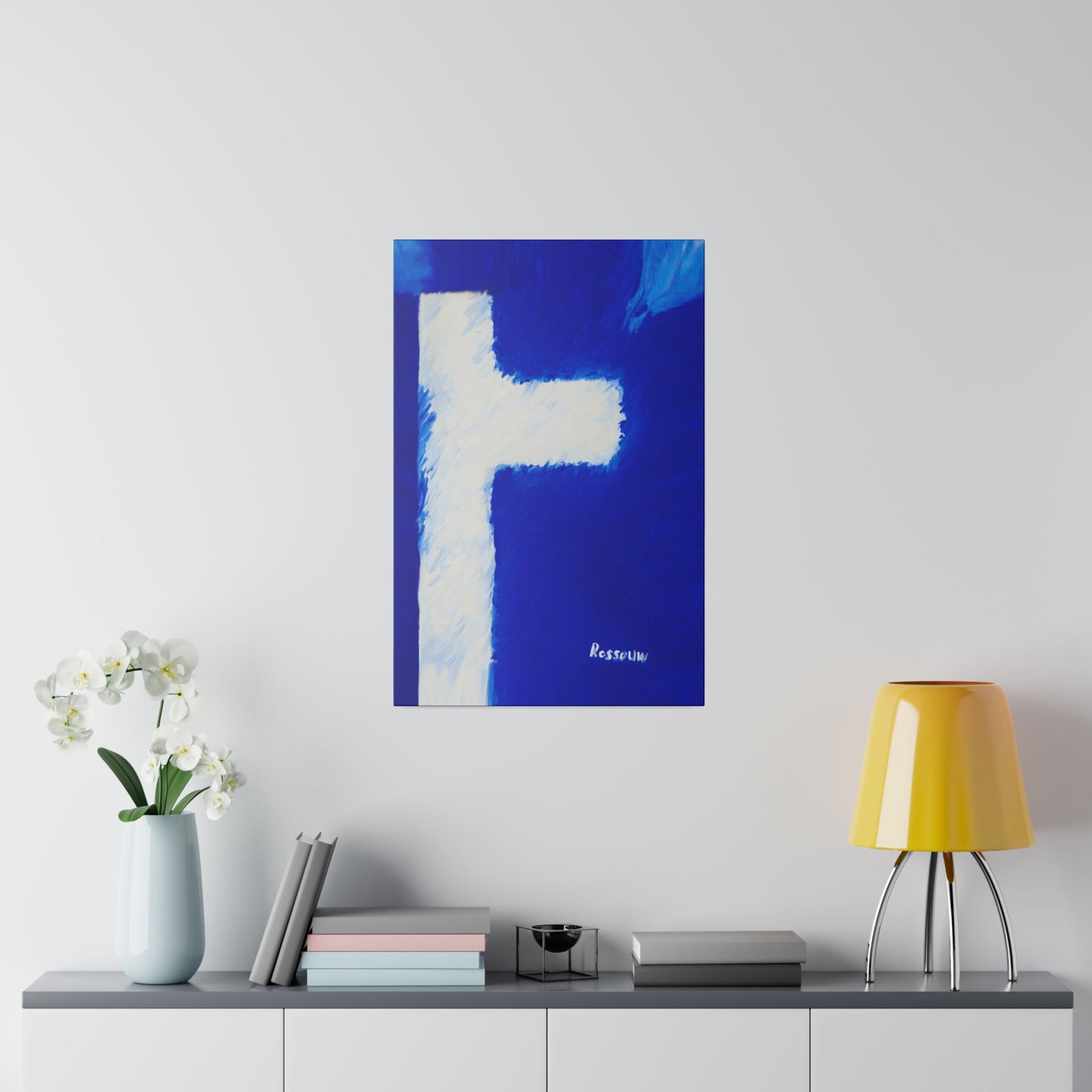 "Powerful Cross Painting - Inspirational Art by Rossouw on Matte Canvas"