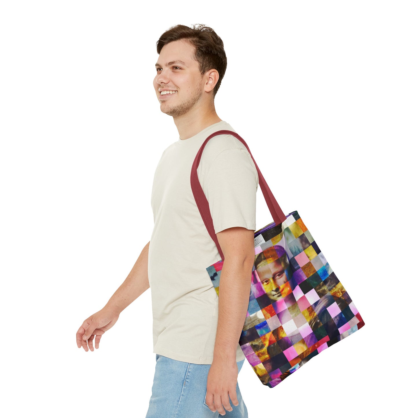 Mona Lisa (In Lights) Tote Bags - Vibrant Designer Fashion with Iconic Artistry