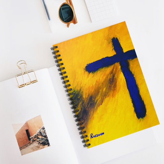 "Blue Falcon - Inspirational Cross Art Spiral Notebook – Perfect for Reflection & Journaling"