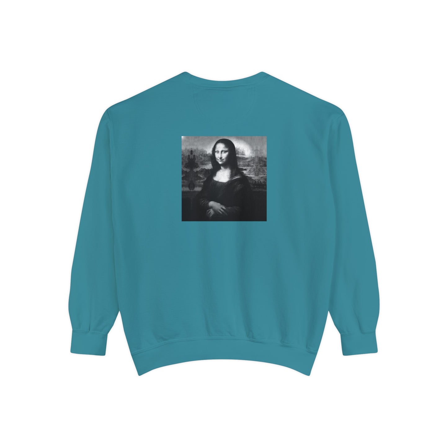 Mona Lisa (B&W): Luxurious Unisex Garment-Dyed Sweatshirt