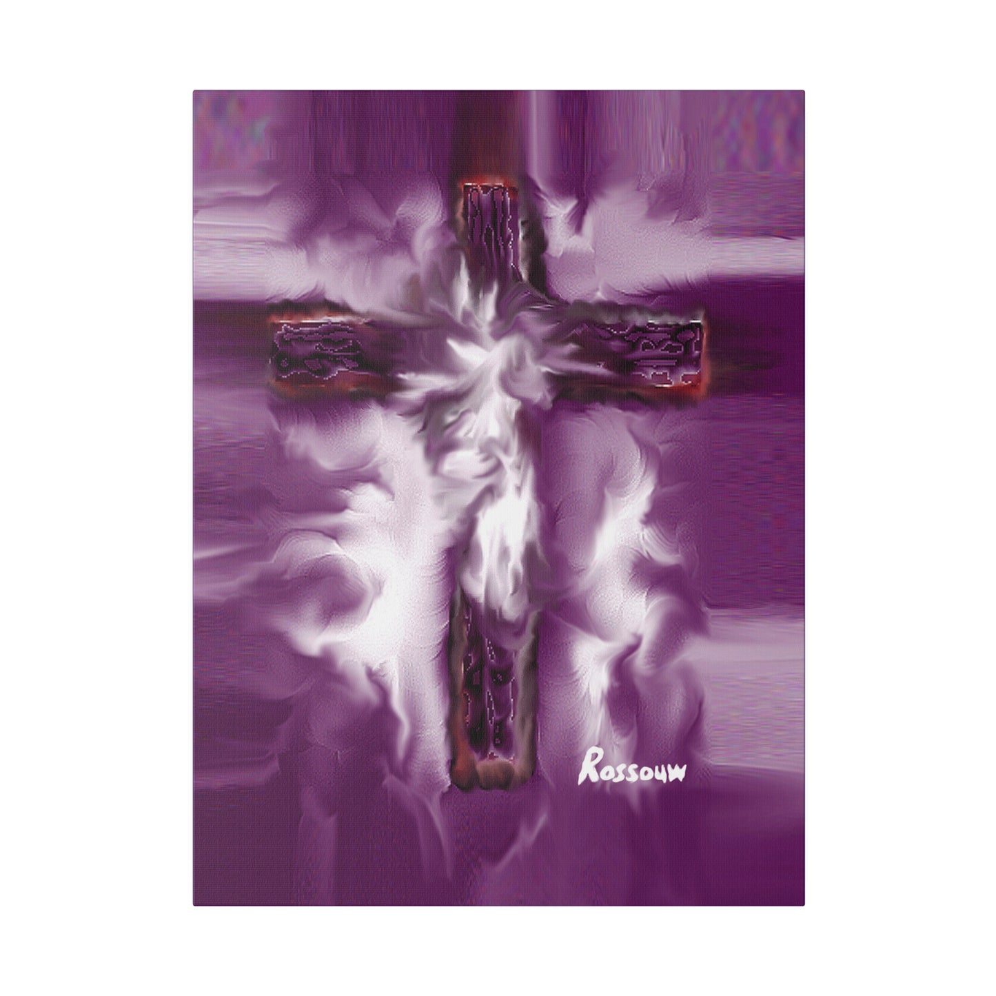 "Powerful Cross Painting - Inspirational Art by Rossouw on Matte Canvas"