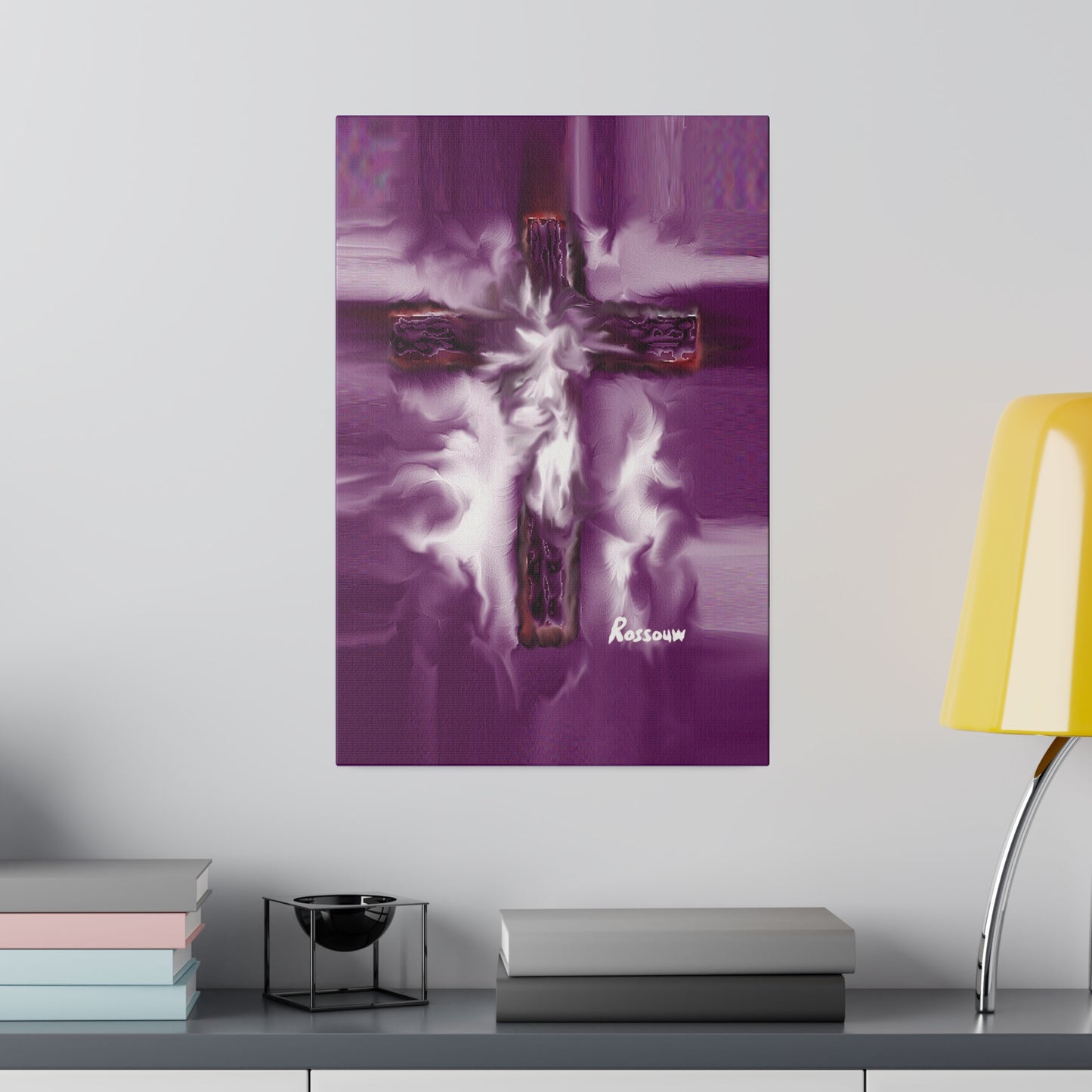 "Powerful Cross Painting - Inspirational Art by Rossouw on Matte Canvas"