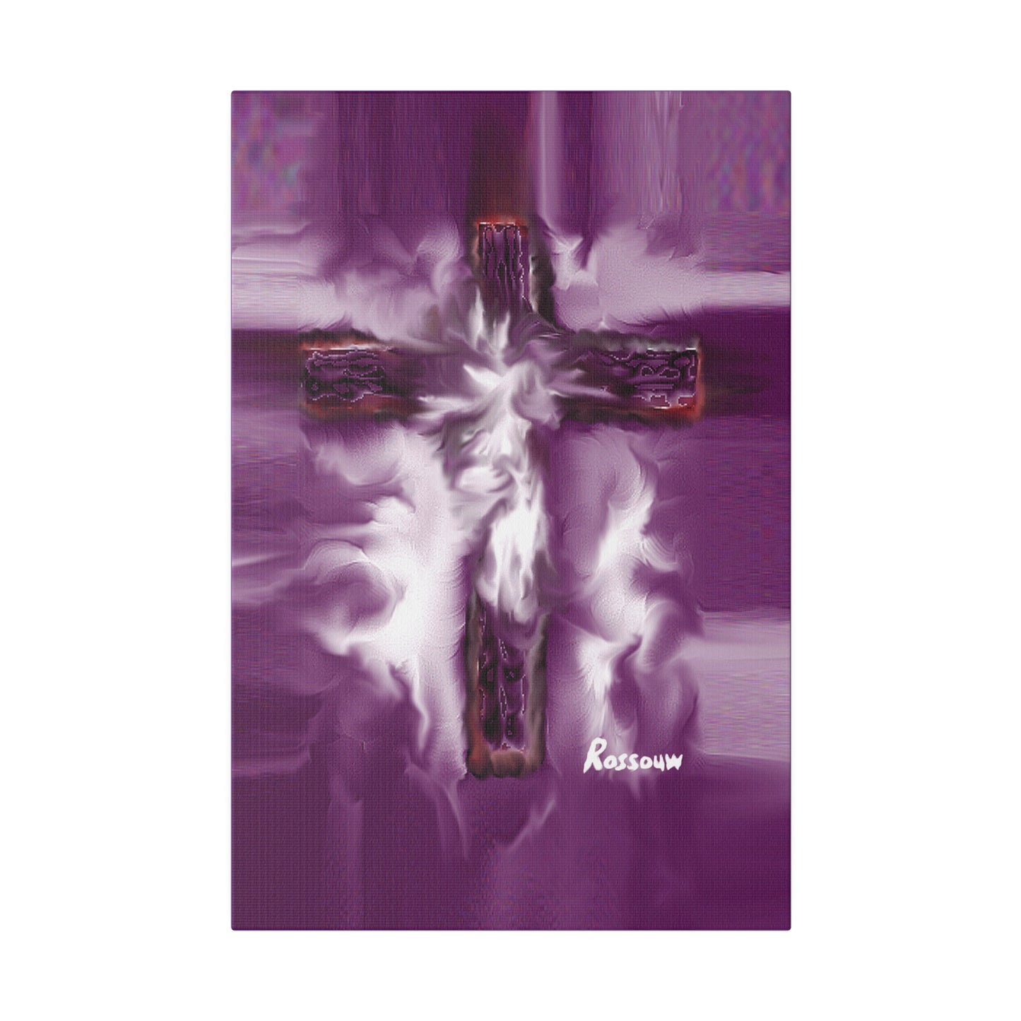 "Powerful Cross Painting - Inspirational Art by Rossouw on Matte Canvas"