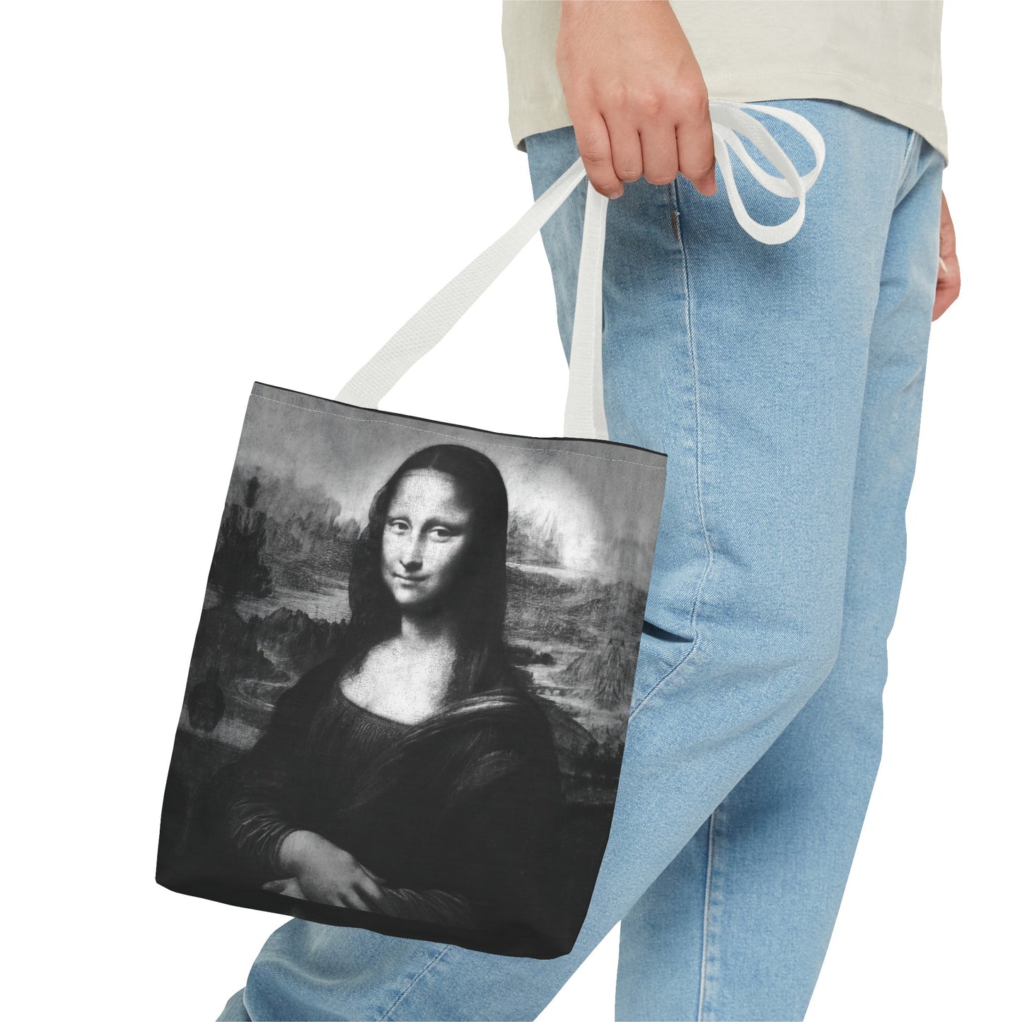 Mona Lisa (B&W) Tote Bags - Designer Fashion Accessory