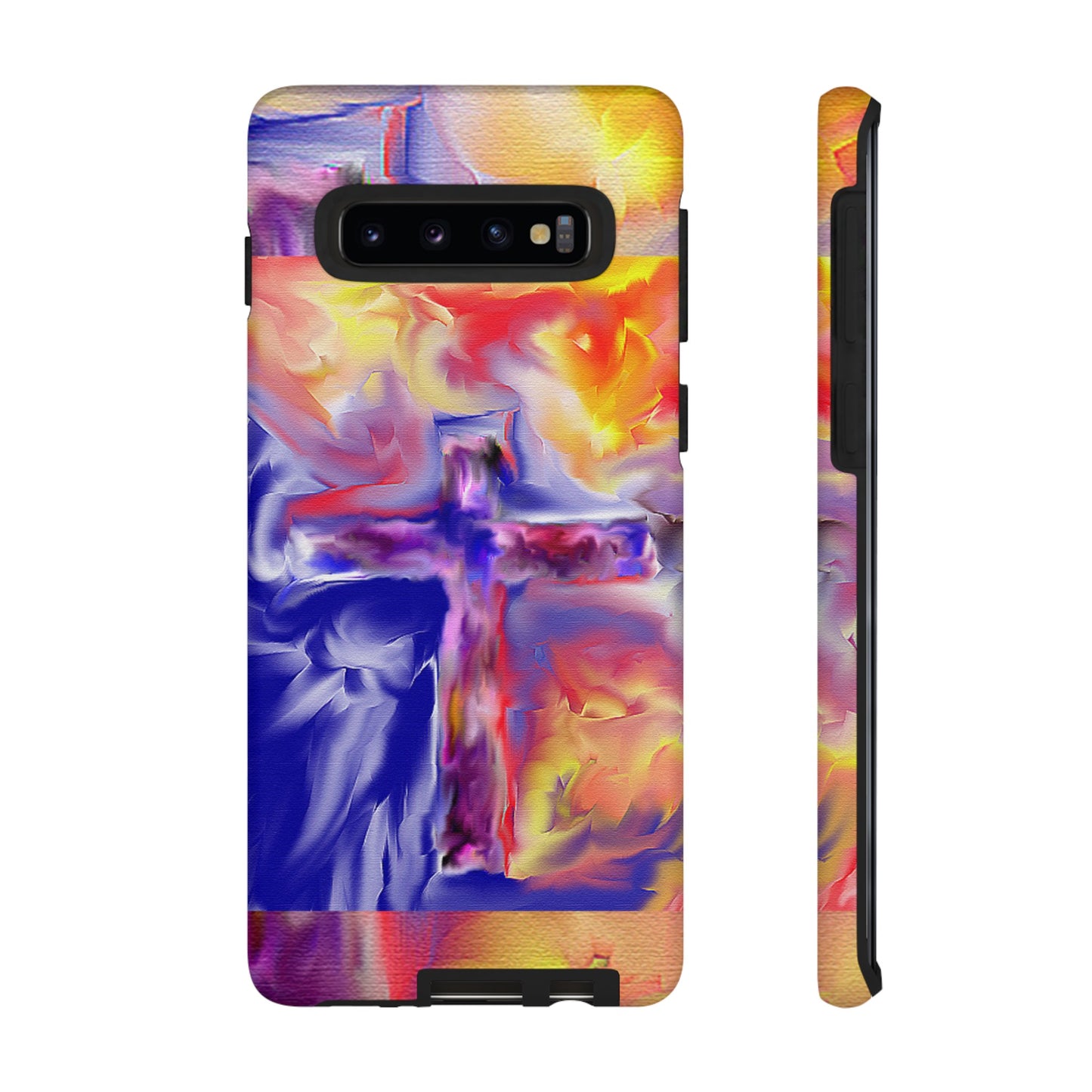 "Golden Rainbow - Divine Cross Protective Phone Case"