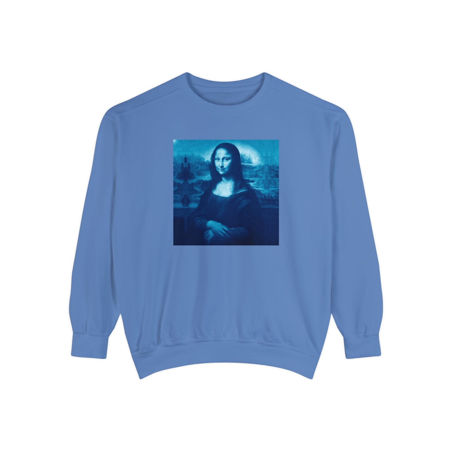 Mona Lisa (blue): Luxurious Unisex Garment-Dyed Sweatshirt