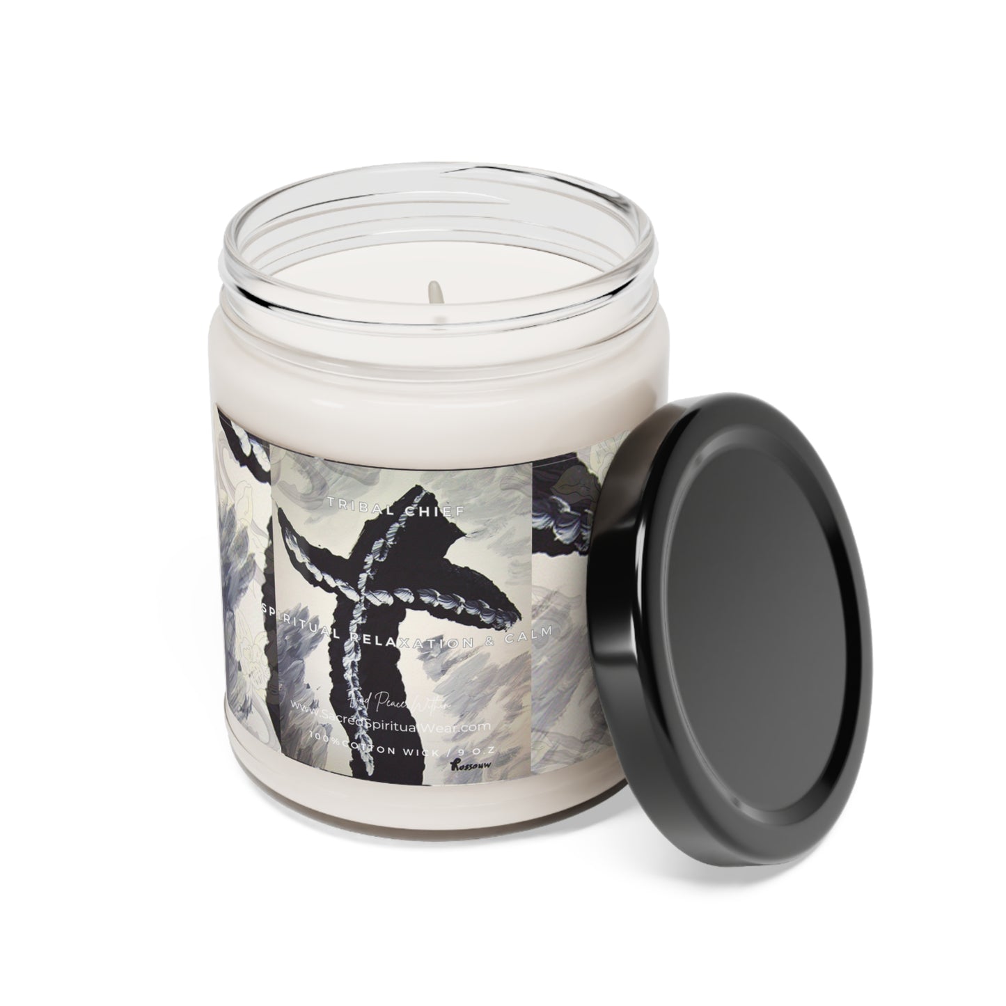 "Tribal Chief - Soy Scented Candles with Cross Art"