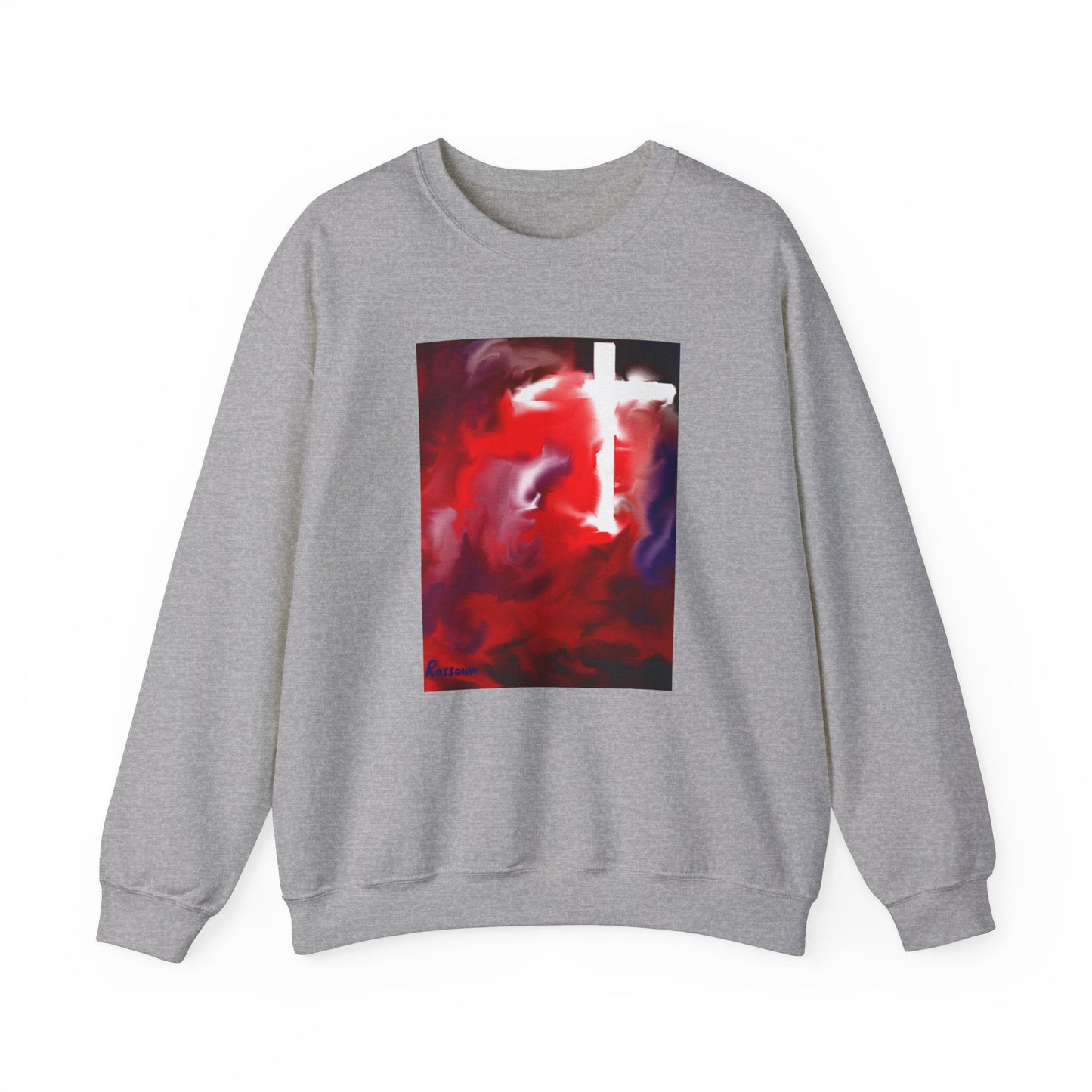 "Above The Light - Enlightened Spirit Crewneck Sweatshirt – Spiritual Cross Art Painting”