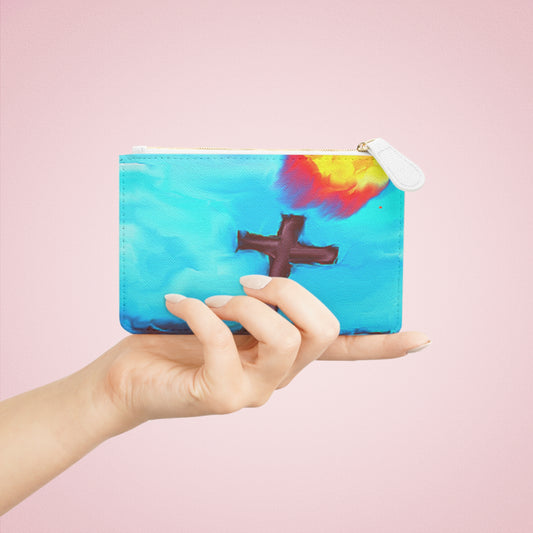 "Mini Clutch Bag with Inspirational One-Of-A-Kind Cross Art"