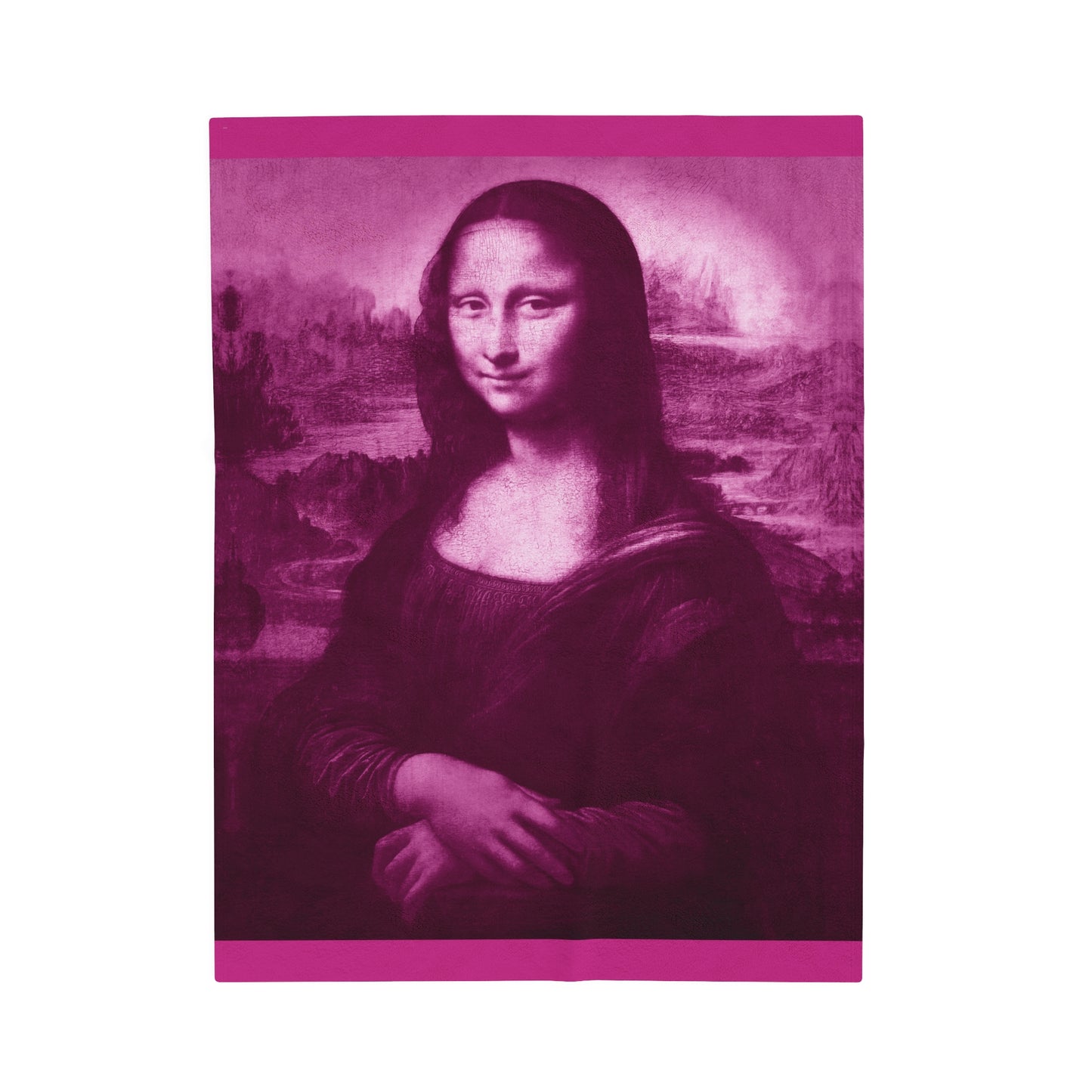 Mona Lisa (Pink) Velveteen Plush Blanket: Stunning Art Design